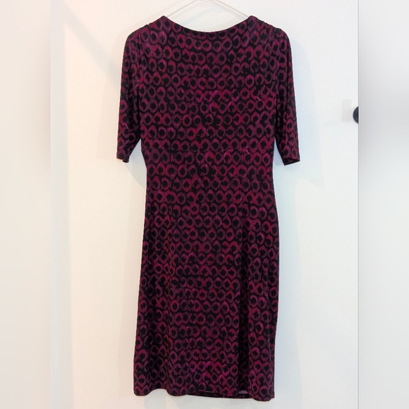 Ralph Lauren Vintage 90s Sheath Dress Burgundy Abstract Print Midi - Picture 4 of 4